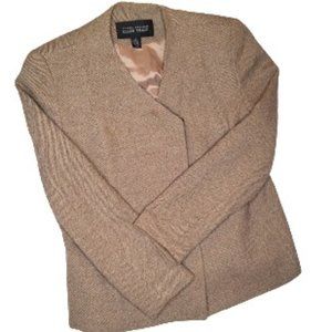 Linda Allard Ellen Tracy, wool blend blazer quiet luxury 12, color: tan